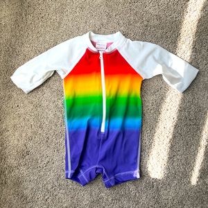 Hanna Andersson 3-6 month baby rainbow rash guard bathing suit
